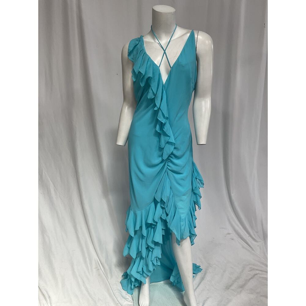 Nbd 'Suki' Blue Georgette Gown Size L - Picture 2 of 5